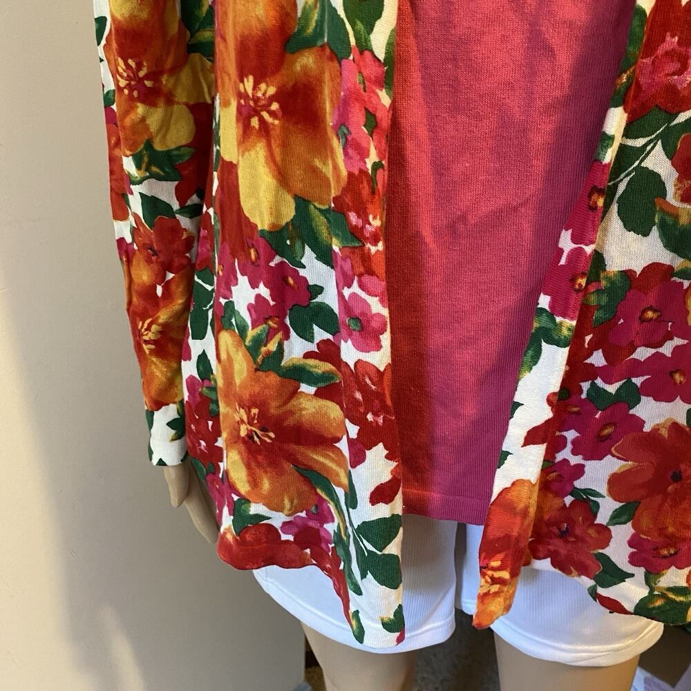 Jones NewYork Signature Women L ShelfTank Cardigan LongSleeve Floral Soft Casual - Picture 9 of 11